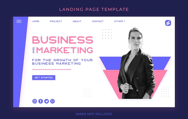 PSD modelo de página de destino de marketing com design minimalista