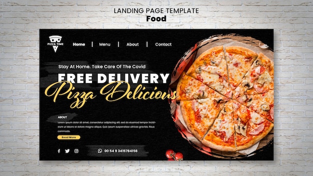 Modelo de página de destino de pizza deliciosa