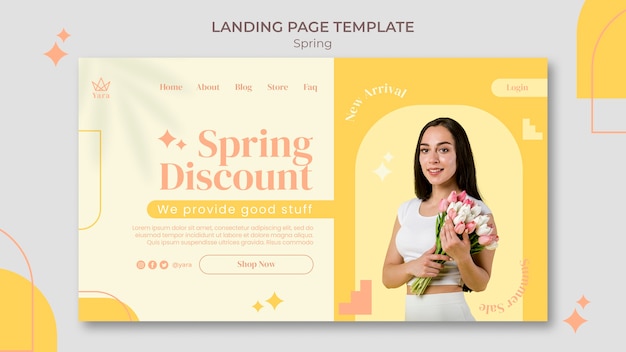 Modelo de página de destino de primavera de moda minimalista