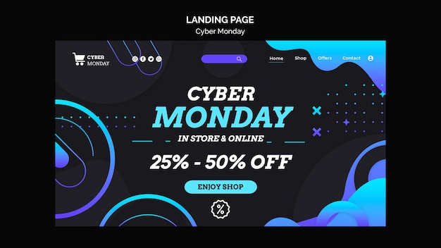 Modelo de página de destino de tecnologia da cyber monday