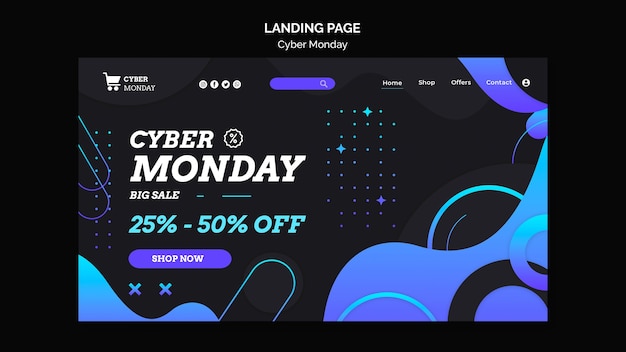 PSD modelo de página de destino de tecnologia da cyber monday