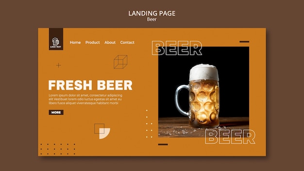 PSD modelo de página de destino do conceito de cerveja