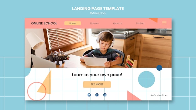 PSD modelo de página de destino escolar online