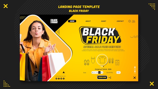 PSD modelo de página de destino para liberação de black friday