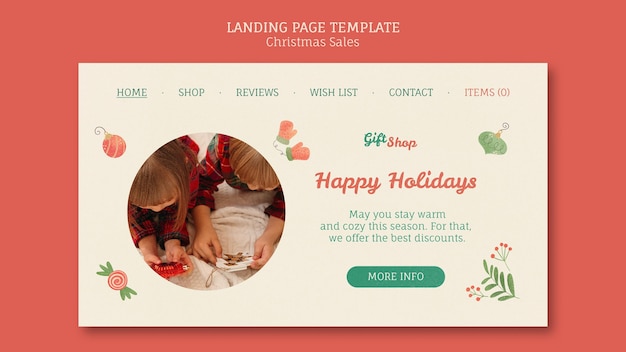 PSD modelo de página de destino para liquidação de natal com crianças