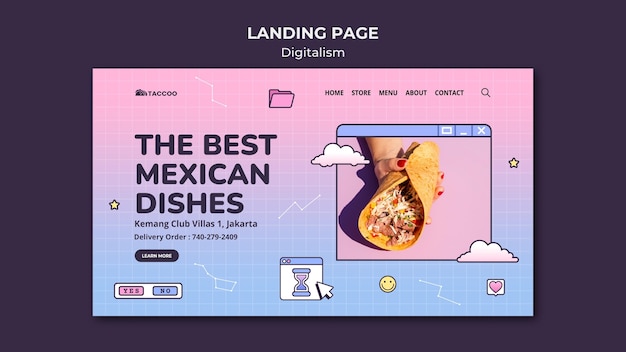 Modelo de página de destino para restaurante de comida mexicana