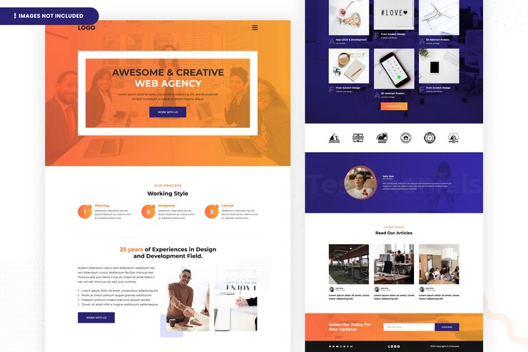 PSD modelo de página de site de agência da web criativa