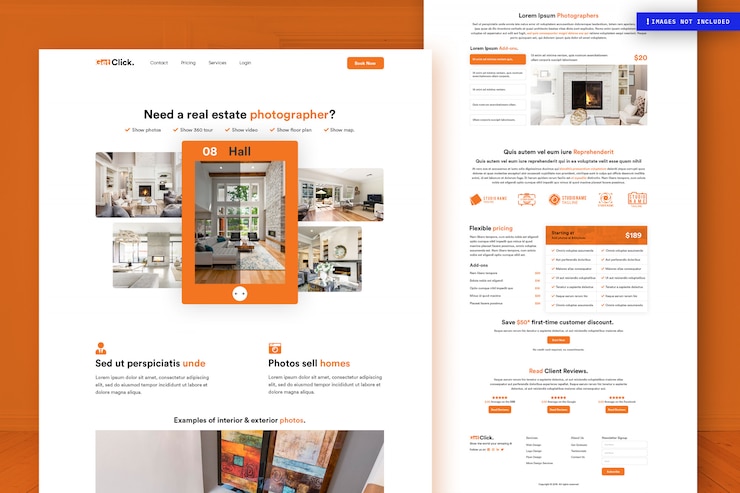 PSD modelo de página de site imobiliário