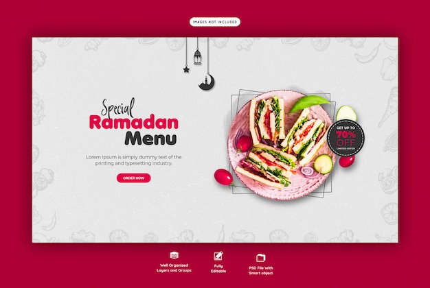 Modelo de página inicial de comida de Ramadã