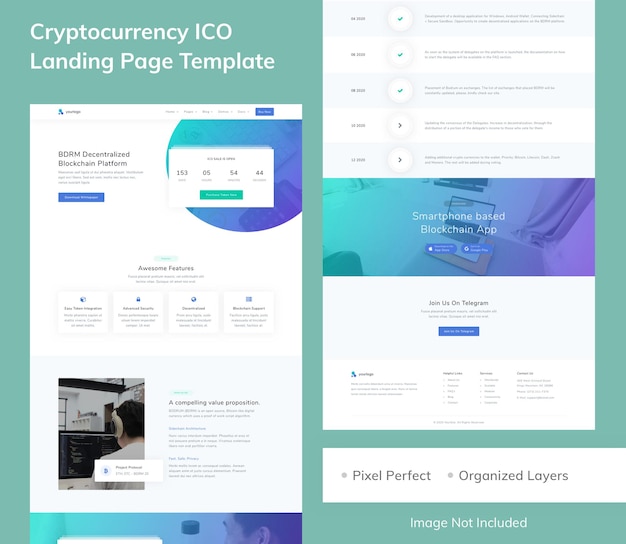 Modelo de página inicial de criptomoeda ICO