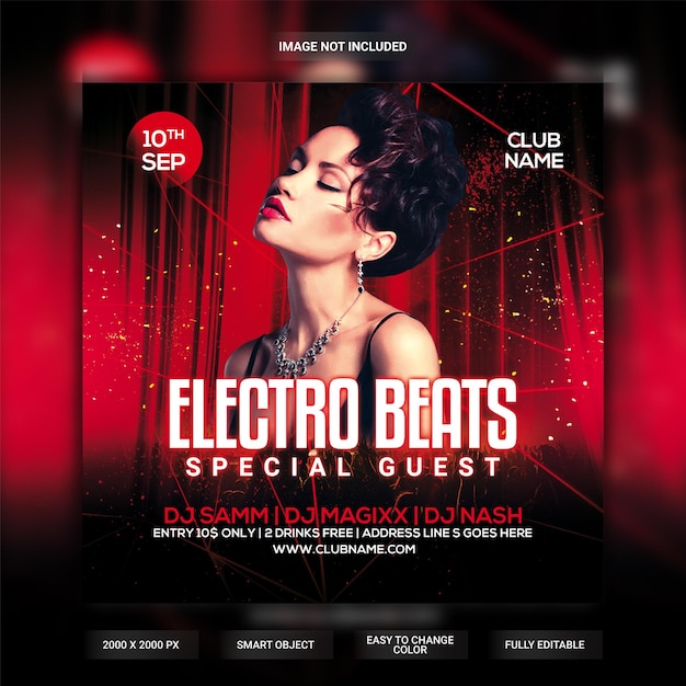 Modelo de panfleto da festa do electro beats club
