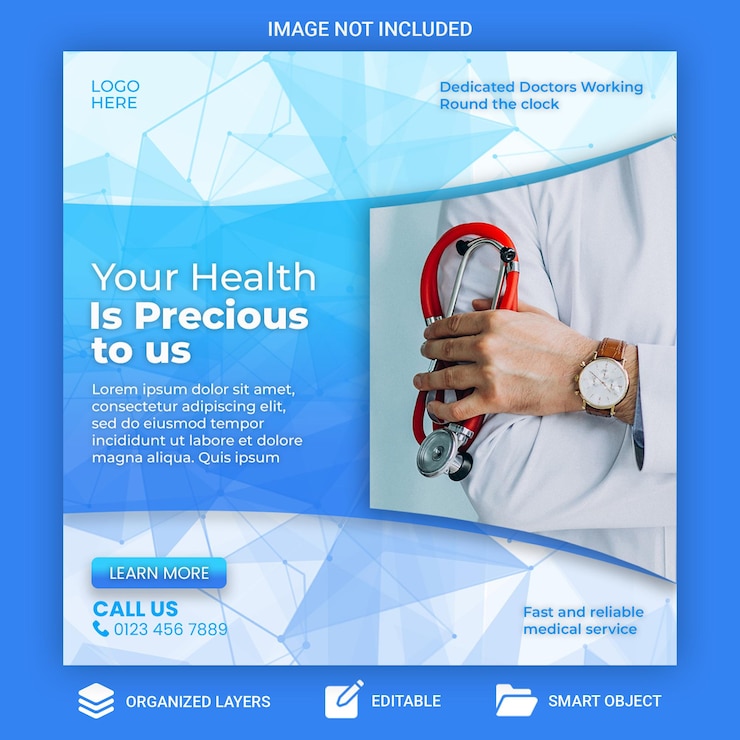 PSD modelo de panfleto da medical healthcare square