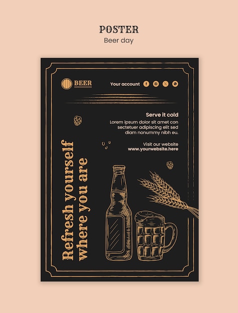 PSD modelo de panfleto de celebração do dia da cerveja