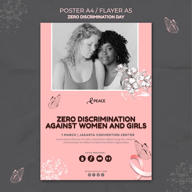 PSD modelo de panfleto de dia de discriminação zero