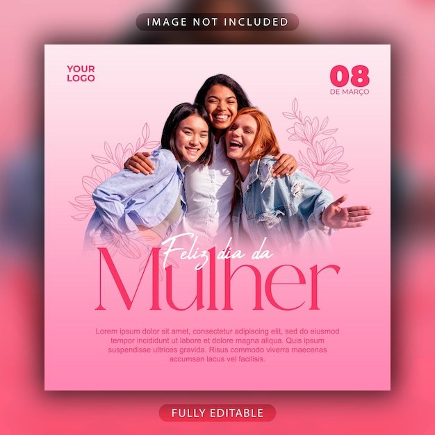 Modelo de panfleto do Dia da Mulher ou banner promocional de mídia social