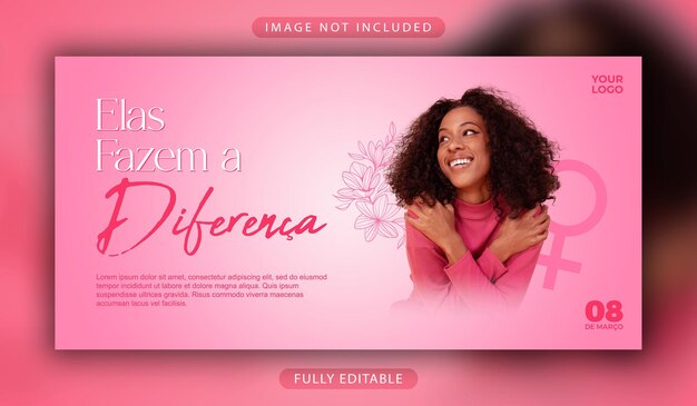 Modelo de panfleto do Dia da Mulher ou banner promocional de mídia social