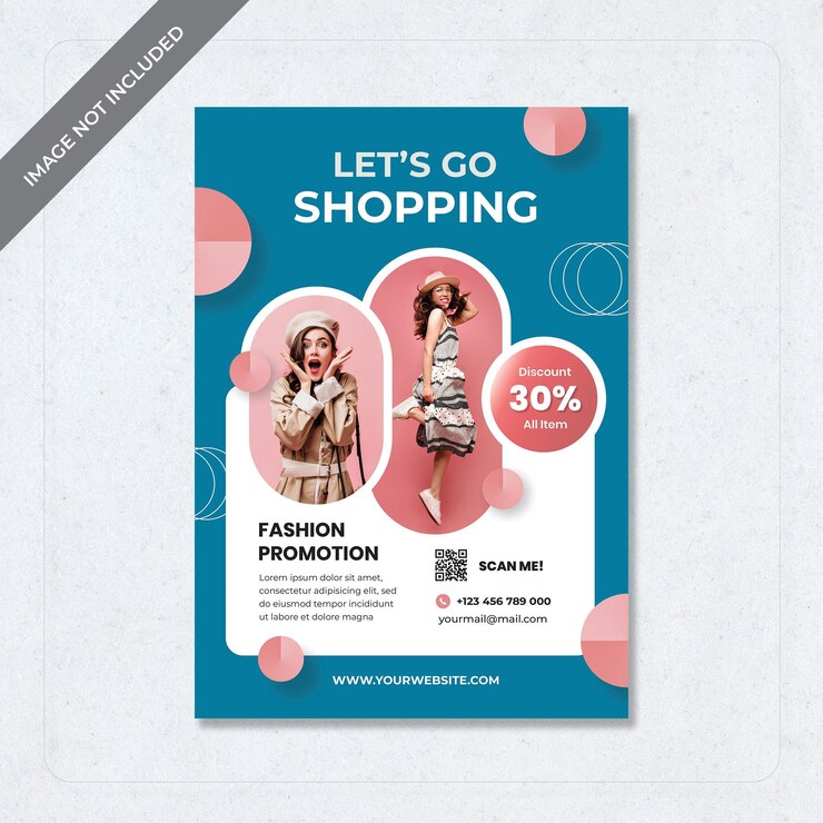 PSD modelo de panfleto um cartaz que diz deixar de ir às compras em rosa