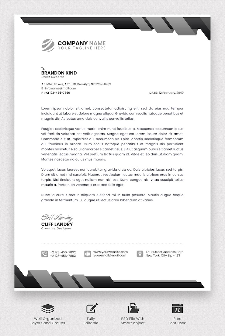 PSD modelo de papel de carta de negócios e corporativos modernos