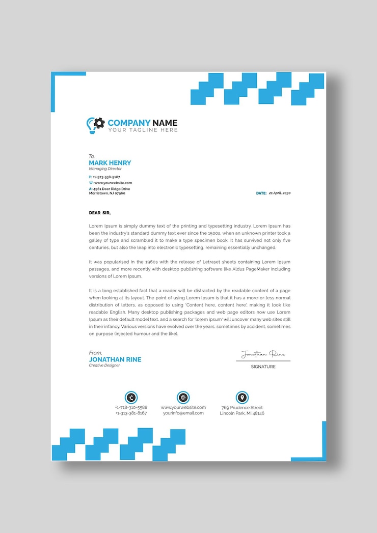 PSD modelo de papel timbrado comercial