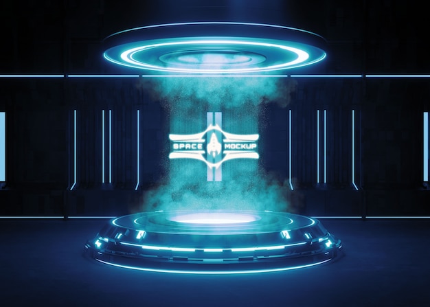 Modelo de pedestal de logotipo de néon