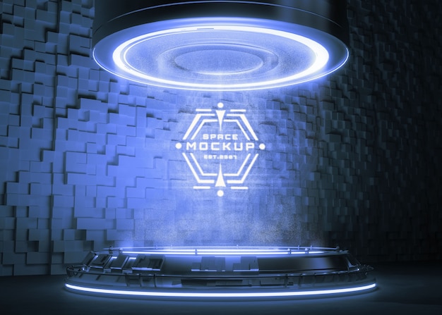Modelo de pedestal de logotipo de néon