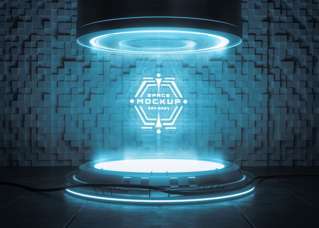 Modelo de pedestal de logotipo de néon