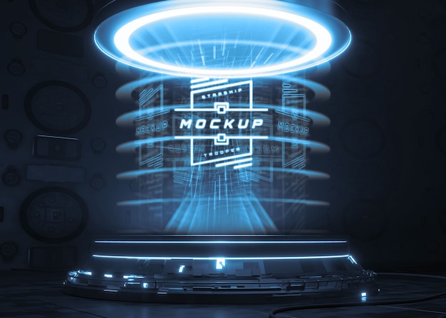 Modelo de pedestal de logotipo de néon
