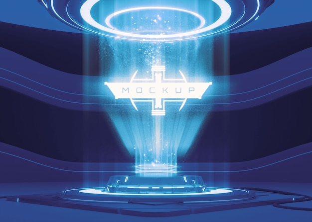 Modelo de pedestal de logotipo de néon