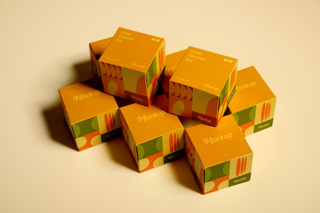 Modelo de pequenas caixas empilhadas