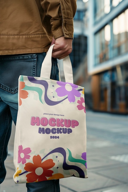 Modelo de pessoa segurando uma bolsa