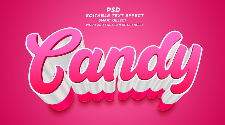 PSD modelo de photoshop de efeito de texto editável 3d de doces