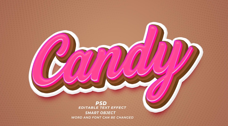 PSD modelo de photoshop de efeito de texto editável candy 3d