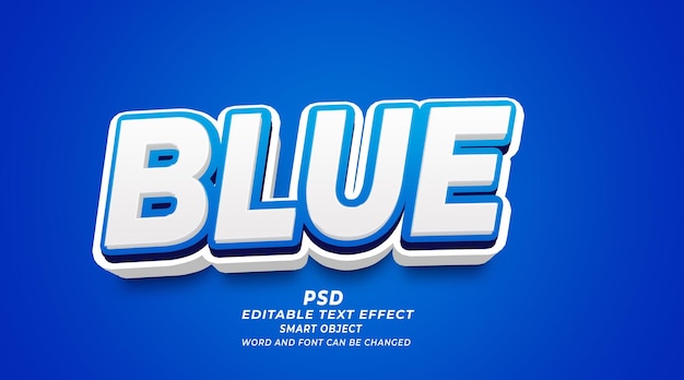 Modelo de Photoshop de Efeito de Texto Editável PSD 3D Azul