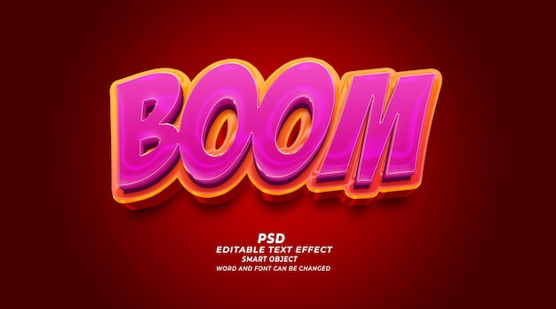 PSD modelo de photoshop de efeito de texto psd editável boom 3d