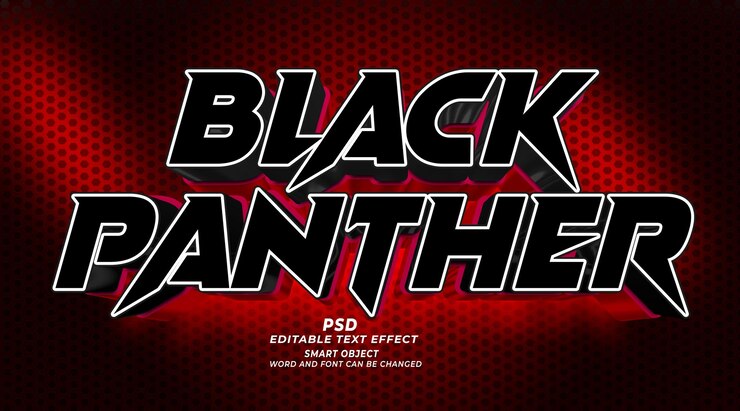 PSD modelo de photoshop de estilo de texto editável 3d de pantera negra