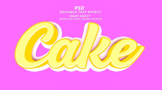 PSD modelo de photoshop de estilo de texto editável em 3d de bolo