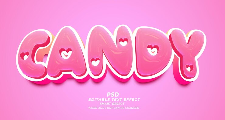 PSD modelo de photoshop psd de efeito de texto editável 3d de doces