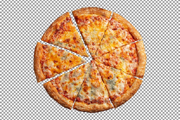 Modelo de pizza italiana em fundo isolado e transparente