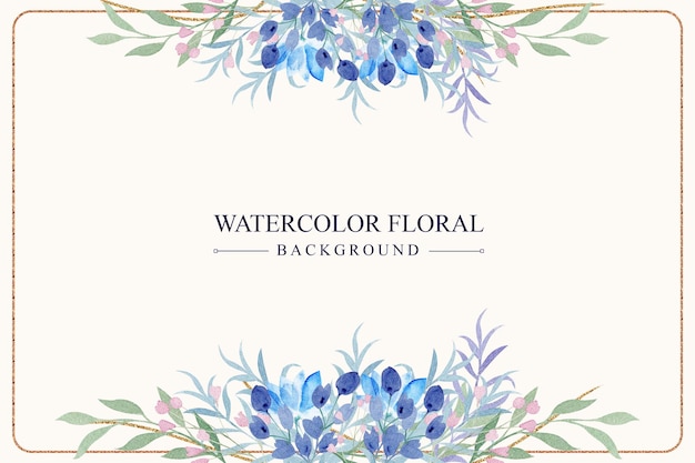 Modelo de plano de fundo com folhas em aquarela de flores desabrochando PSD