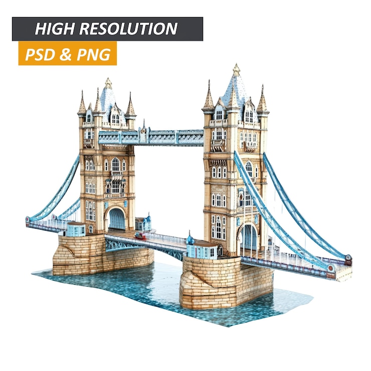 PSD modelo de ponte de torre em alta resolução psd png