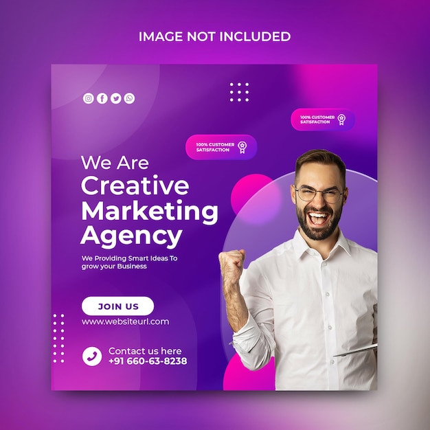 PSD modelo de pós-promoção de banner de agência de marketing digital para mídia social