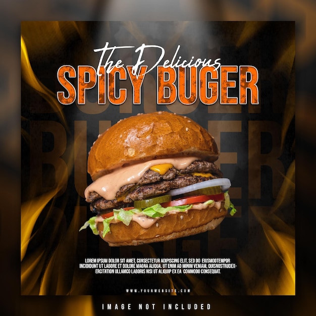 PSD modelo de post de mídia social dark burger