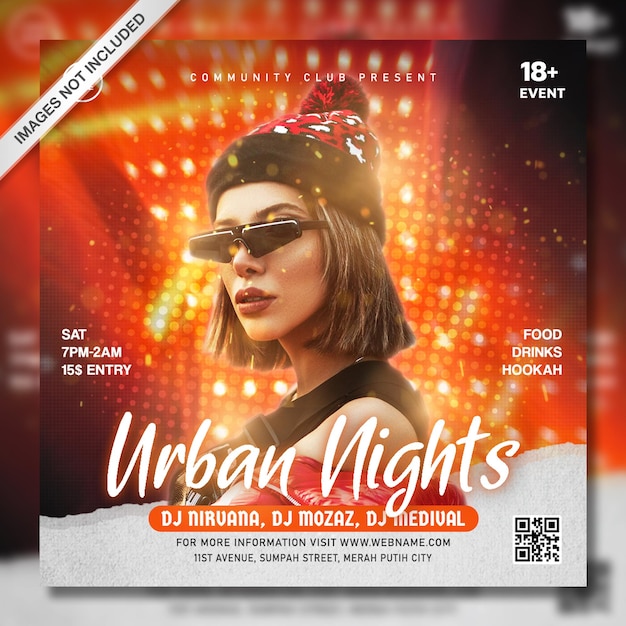 Modelo de post instagram para promoção de festa de DJ criativo