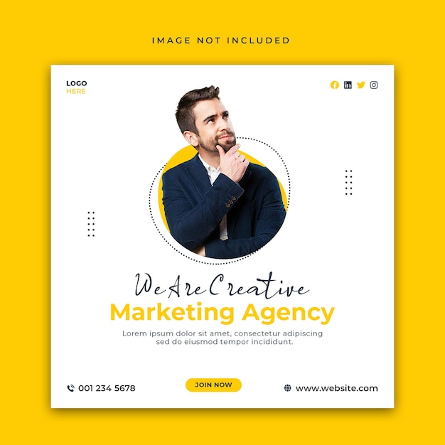 Modelo de postagem de agência de marketing digital e mídia social corporativa