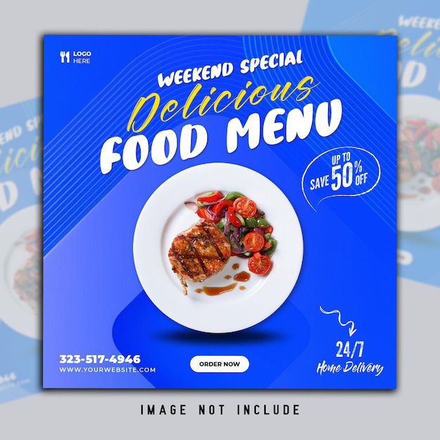 Modelo de postagem de banner de mídia social de alimentos