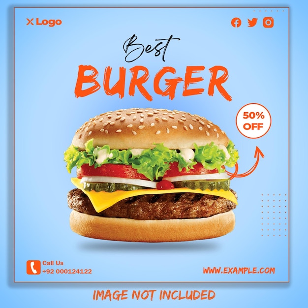 Modelo de postagem de banner de mídia social PSD food Burger