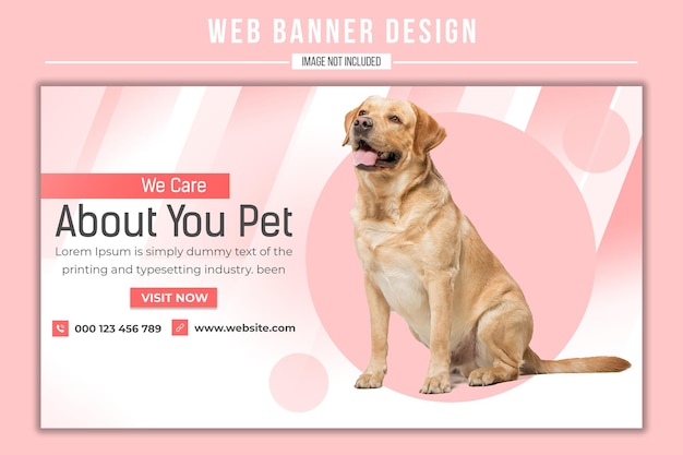 PSD modelo de postagem de banner promocional da web para centro de cuidados com animais de estimação arquivo psd editável