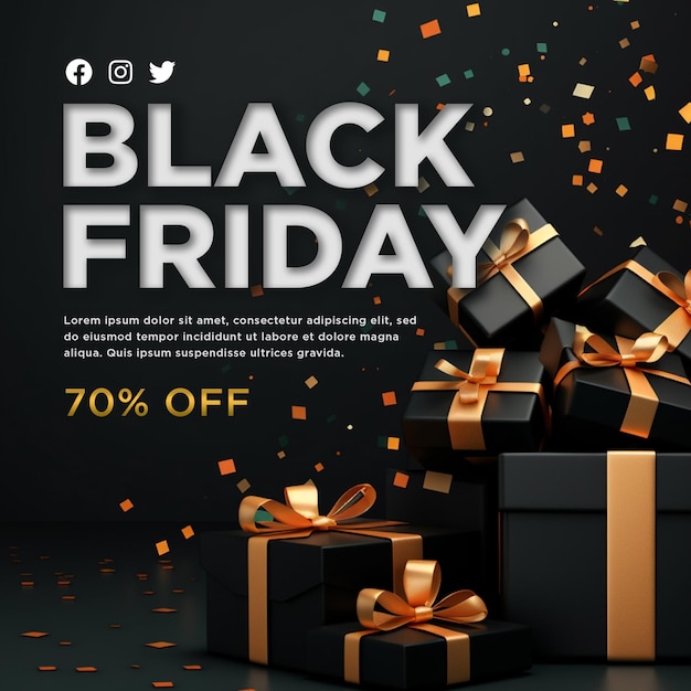 Modelo de postagem de banner quadrado de mídia social psd black friday