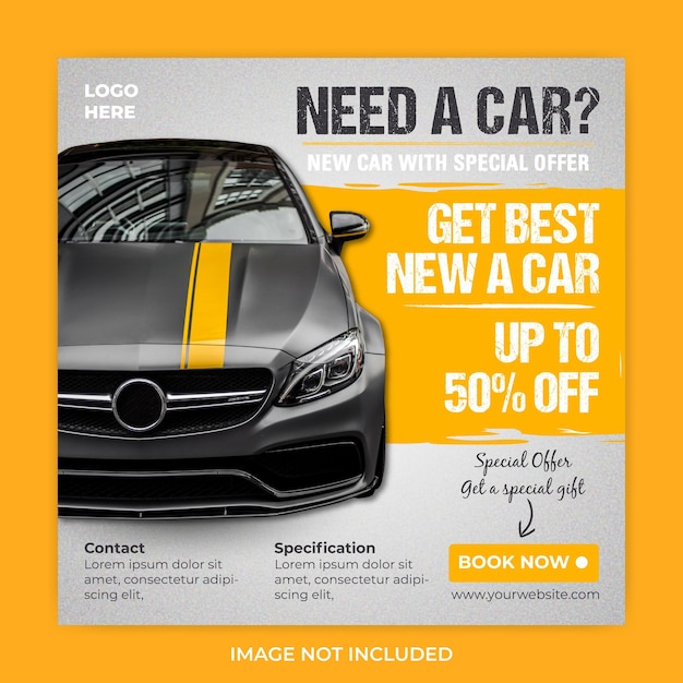 modelo de postagem de banner quadrado de promoção de venda de carro