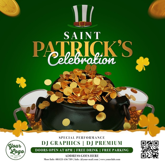 Modelo de postagem de celebração ou festa de saint patricks para mídias sociais